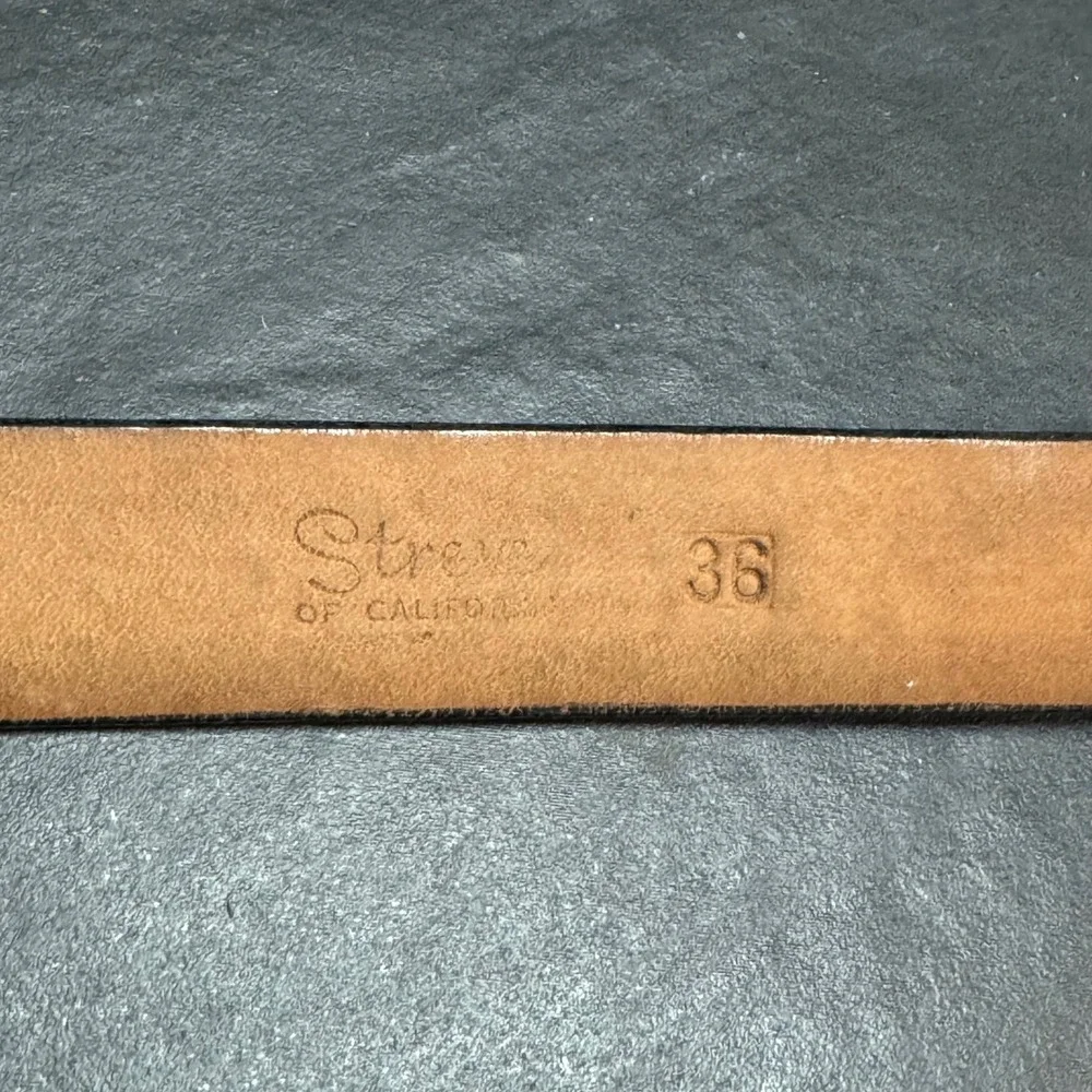 RARE Mattei Bros Streve of California Black Buffalo Leather Belt Size 36 Vtg MCM